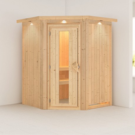 Sauna prêt à brancher NANJA 2 à 3 places 68mm KARIBU