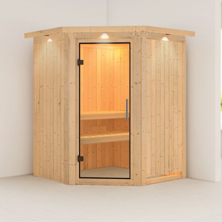 Sauna prêt à brancher NANJA 2 à 3 places 68mm KARIBU