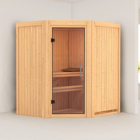 Sauna traditionnel d’angle Tonja Plug &Play - 3 à 4 places 68mm KARIBU
