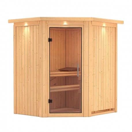Sauna traditionnel d’angle Tonja Plug &Play - 3 à 4 places 68mm KARIBU