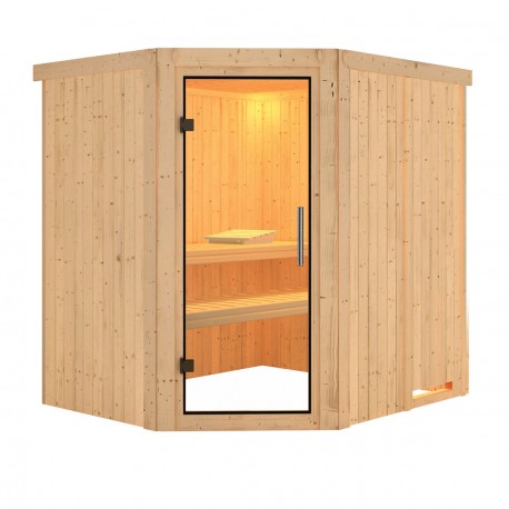 Sauna traditionnel d’angle Lilja Plug &Play - 4 à 6 places 68mm KARIBU