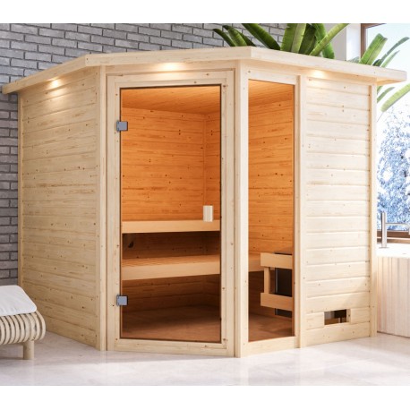 Sauna traditionnel d’angle Tabea - 2 à 3 places 38mm KARIBU