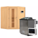 Sauna traditionnel d'angle TAURIN - poêle Easy Bio 9000W - porte à économie d'énergie KARIBU