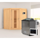 Sauna traditionnel d'angle TAURIN - poêle Easy Bio 9000W - porte à économie d'énergie KARIBU