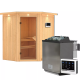 Sauna traditionnel d'angle TAURIN avec poêle Easy Bio 9000W - porte classique KARIBU