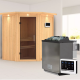 Sauna traditionnel d'angle TAURIN avec poêle Easy Bio 9000W - porte moderne - KARIBU