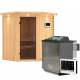 Sauna traditionnel d'angle TAURIN avec poêle Easy Bio 9000W - porte moderne - KARIBU