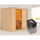Sauna traditionnel BODIN - poêle 9000W ctrl intégré sans couronne - KARIBU 