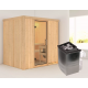 Sauna traditionnel BODIN - poêle 9000W ctrl intégré sans couronne - KARIBU