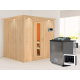 Sauna traditionnel SODIN 3 à 4 places 68mm - poêle Easy Bio 9000W - couronne - porte à économie d'énergie KARIBU