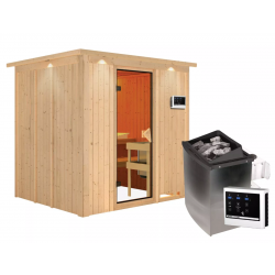 Sauna traditionnel SODIN 3 à 4 places 68mm - poêle 9000W ctrl externe - couronne - porte classique KARIBU