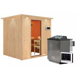 Sauna traditionnel SODIN 3 à 4 places 68mm - poêle Easy Bio 9000W - couronne - porte classique KARIBU