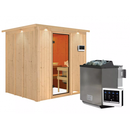 Sauna traditionnel SODIN - poêle Easy Bio 9000W - couronne - KARIBU