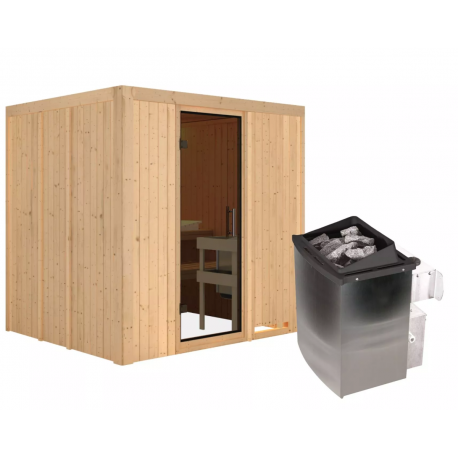 Sauna traditionnel SODIN - poêle 9000W ctrl intégré - sans couronne - KARIBU