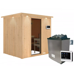Sauna traditionnel SODIN 3 à 4 places 68mm - poêle 9000W ctrl externe - couronne - porte moderne KARIBU