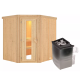 Sauna traditionnel d'angle SIIRIN - poêle 9KW ctrl intégré - sans couronne - KARIBU