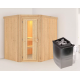 Sauna traditionnel d'angle SIIRIN - poêle 9KW ctrl intégré - sans couronne - KARIBU