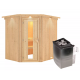 Sauna traditionnel d'angle SIIRIN - poêle 9000W ctrl intégré - couronne - KARIBU