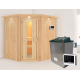 Sauna traditionnel d'angle SIIRIN - poêle 9000W ctrl externe - couronne - KARIBU