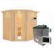 Sauna traditionnel d'angle SIIRIN - poêle 9000W ctrl externe - couronne - KARIBU