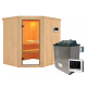 Sauna traditionnel d'angle SIIRIN - poêle 9000W ctrl externe - sans couronne - KARIBU