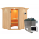 Sauna traditionnel d'angle SIIRIN - poêle 9000W ctrl externe - couronne - KARIBU