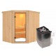 Sauna traditionnel d'angle SIIRIN - poêle 9000W ctrl intégré - sans couronne - KARIBU