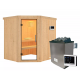 Sauna traditionnel d'angle SIIRIN - poêle 9000W ctrl externe - sans couronne - KARIBU