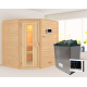 Sauna traditionnel d’angle Mia Plug &Play - 4 places - poêle 9KW ctrl externe - sans couronne - porte éco d'énergie Woodfeeling