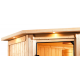 Sauna traditionnel d’angle Mia Plug &Play - 4 places 38mm - poêle 9KW ctrl intégré - couronne - porte moderne Woodfeeling