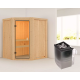 Sauna traditionnel d'angle FAURIN 2 à 3 places 68mm - poêle 9KW ctrl intégré - Karibu
