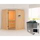 Sauna traditionnel d'angle FAURIN - poêle 9KW ctrl externe - Karibu