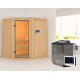 Sauna traditionnel d'angle FAURIN - poêle Easy Bio 9000W - Karibu
