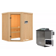 Sauna traditionnel d'angle FAURIN - poêle Easy Bio 9000W - Karibu