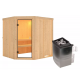 Sauna traditionnel d'angle BODO - poêle 9KW ctrl intégré - Karibu