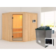 Sauna traditionnel d'angle BODO - poêle 9KW ctrl externe - Karibu