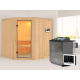 Sauna traditionnel d'angle BODO - poêle Easy Bio 9000W - Karibu