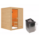 Sauna traditionnel Sandra 2 à 3 places 38mm - poêle 9KW ctrl intégré - sans couronne lumineuse - Woodfeeling