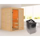 Sauna traditionnel Sandra 2 à 3 places 38mm - poêle 9KW ctrl intégré - sans couronne lumineuse - Woodfeeling