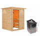 Sauna traditionnel Sandra 2 à 3 places 38mm - poêle 9KW ctrl intégré - couronne lumineuse - Woodfeeling