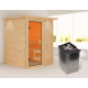 Sauna traditionnel Sandra 2 à 3 places 38mm - poêle 9KW ctrl intégré - couronne lumineuse - Woodfeeling