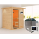 Sauna traditionnel Sandra 2 à 3 places 38mm - poêle 9KW ctrl externe - couronne lumineuse - Woodfeeling