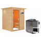Sauna traditionnel Sandra 2 à 3 places 38mm - poêle Easy Bio 9000W - couronne lumineuse - Woodfeeling