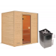  Sauna traditionnel Selena 2 à 3 places 38mm - poêle 9KW ctrl intégré - sans couronne lumineuse - Woodfeeling