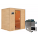 Sauna traditionnel Selena 2 à 3 places 38mm - poêle 9KW ctrl externe - sans couronne lumineuse - Woodfeeling