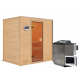 Sauna traditionnel Selena 2 à 3 places 38mm - poêle Easy Bio 9000W - sans couronne lumineuse - Woodfeeling
