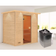 Sauna traditionnel Selena 2 à 3 places 38mm - poêle 9KW ctrl intégré - couronne lumineuse - Woodfeeling