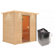 Sauna traditionnel Selena 2 à 3 places 38mm - poêle 9KW ctrl intégré - couronne lumineuse - Woodfeeling