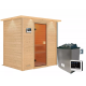 Sauna traditionnel Selena 2 à 3 places 38mm - poêle 9KW ctrl externe - couronne lumineuse - Woodfeeling
