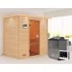 Sauna traditionnel Selena 2 à 3 places 38mm - poêle Easy Bio 9000W - couronne lumineuse - Woodfeeling
